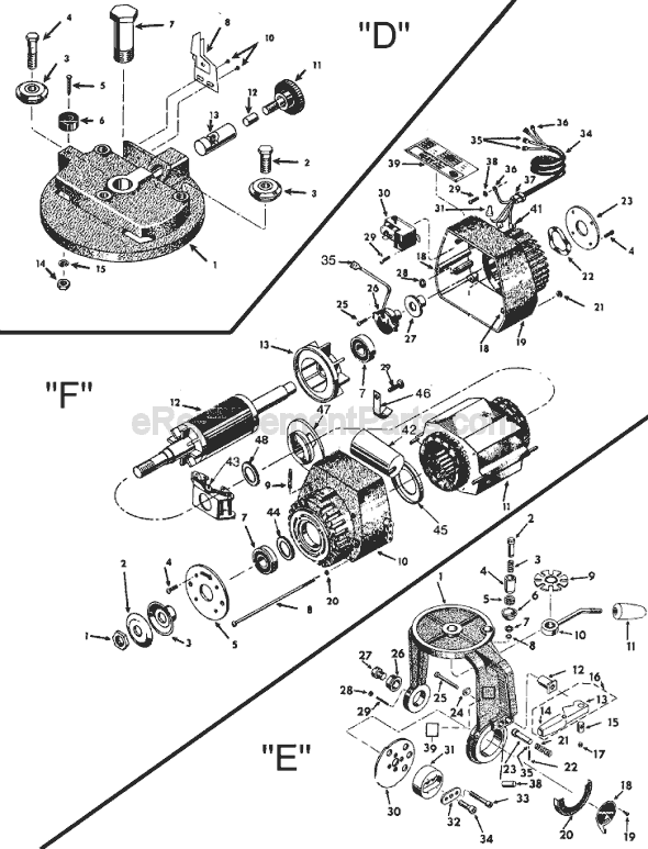 Page D Diagram and Parts List for 7749 Type 2 Black and Decker Chop Saw